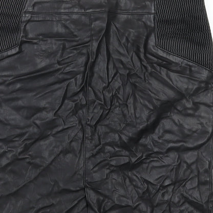 Vero Moda Womens Black Polyurethane Straight & Pencil Skirt Size L
