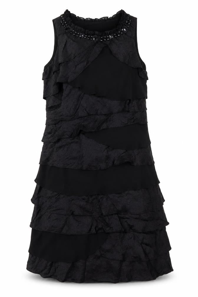 S.L. Fashion Womens Black Viscose A-Line Size 12 Round Neck Zip