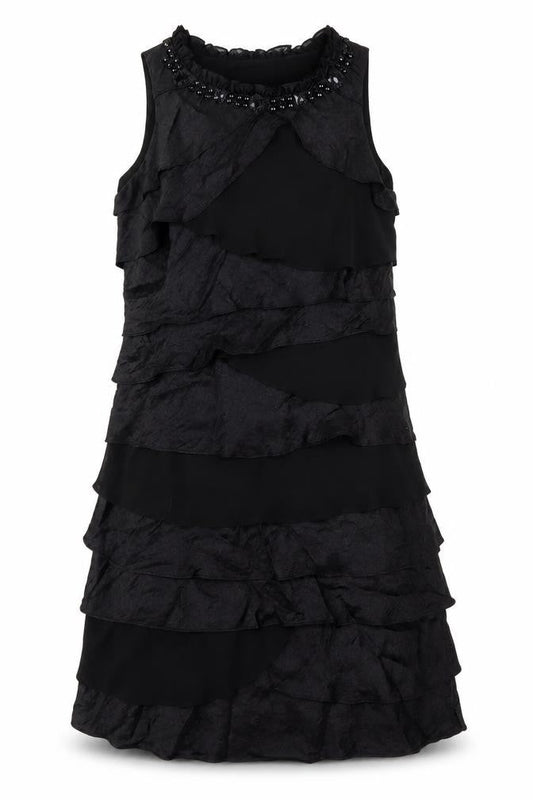S.L. Fashion Womens Black Viscose A-Line Size 12 Round Neck Zip