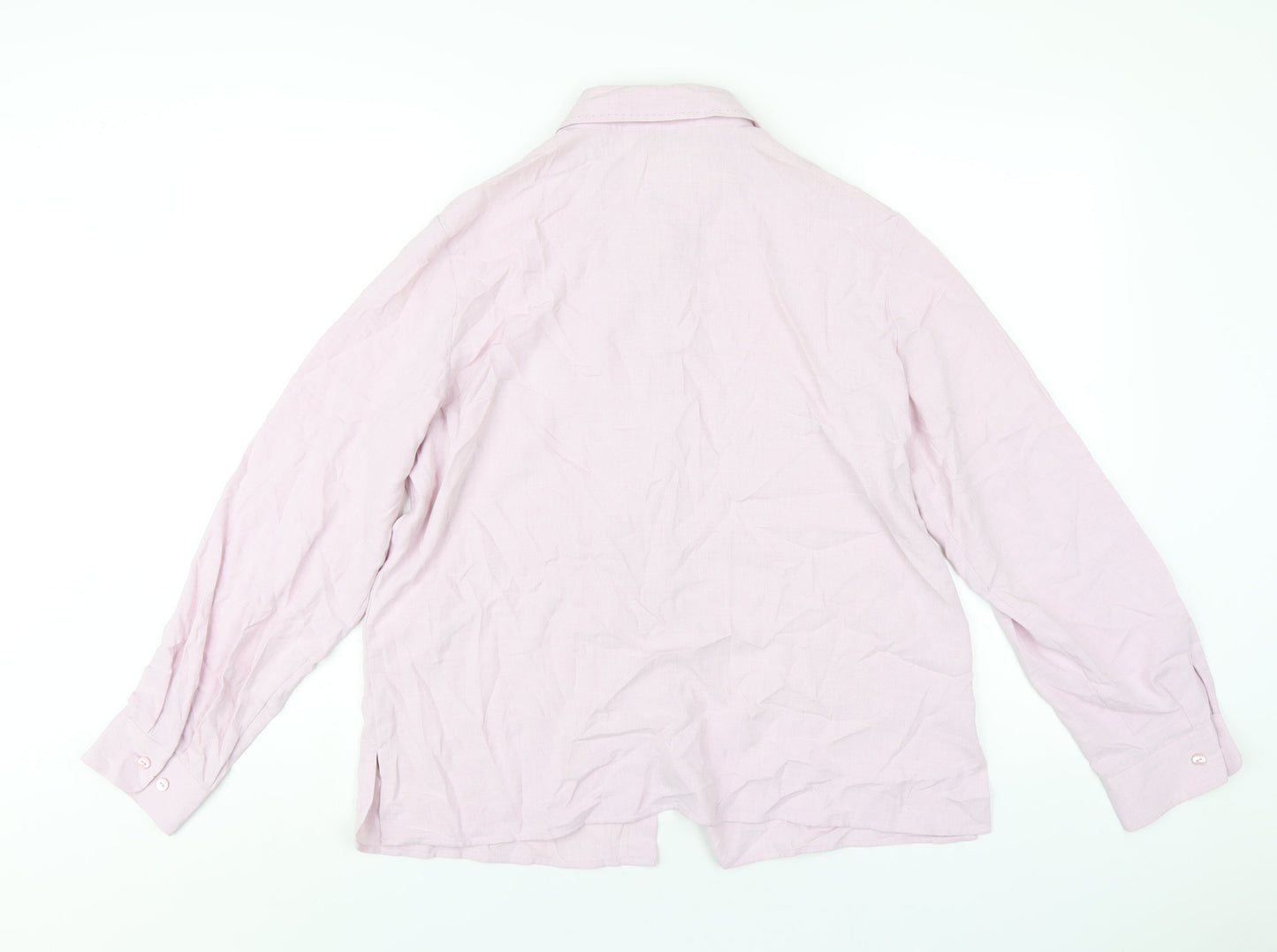 Marks and Spencer Womens Pink Viscose Basic Button-Up Size 16 Collared