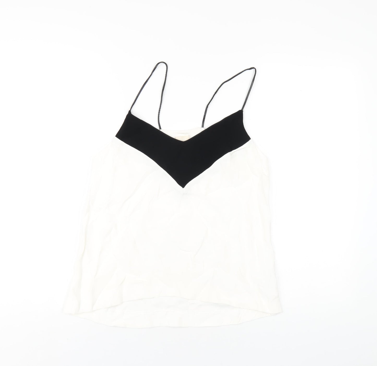 H&M Womens White Viscose Camisole T-Shirt Size 10 V-Neck