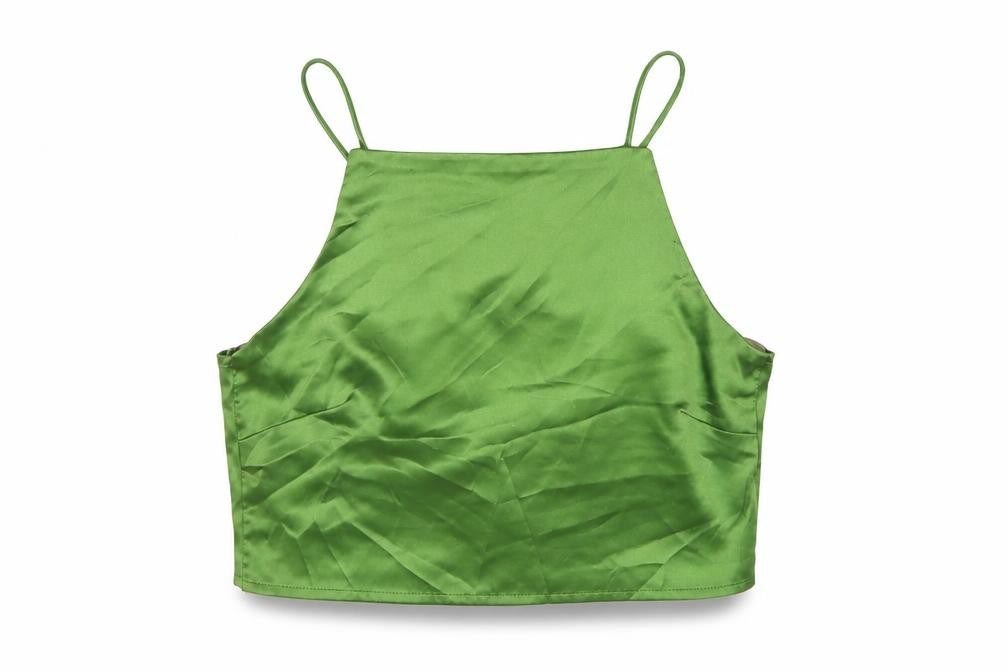 Glamorous Womens Green Polyester Camisole T-Shirt Size 8 Square Neck