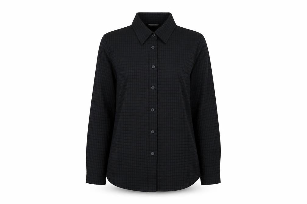 Marks & Spencer Womens Black Nylon Basic Button-Up Size 16 Collared
