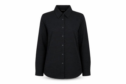 Marks & Spencer Womens Black Nylon Basic Button-Up Size 16 Collared