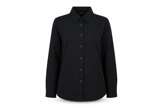 Marks and Spencer Womens Black Nylon Basic Button-Up Size 16 Collared