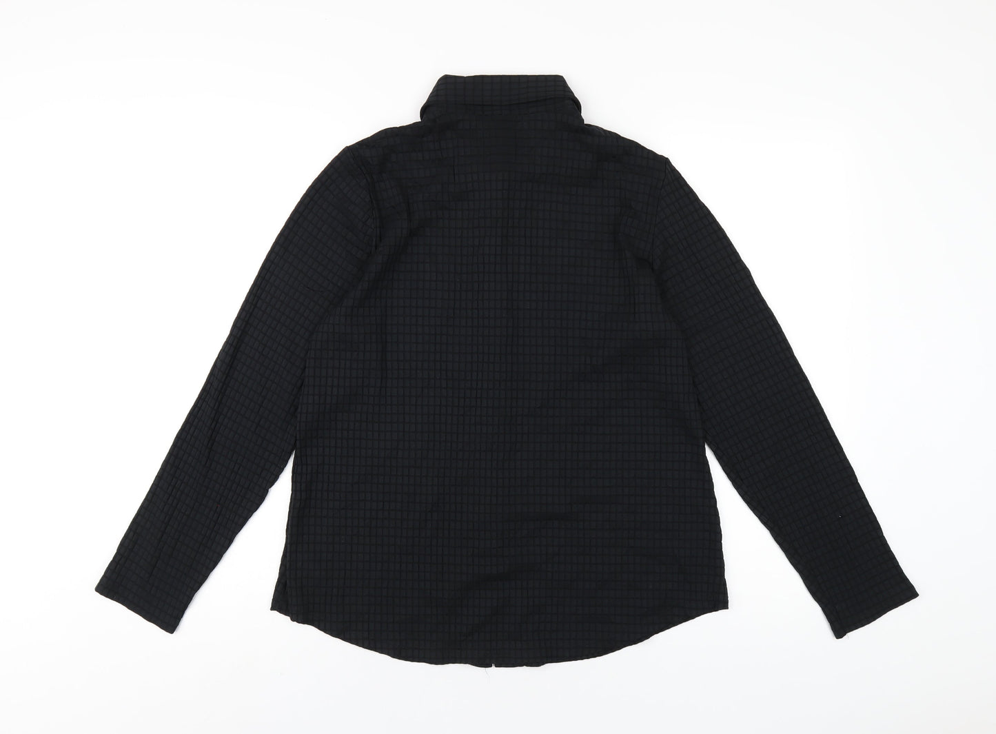 Marks and Spencer Womens Black Nylon Basic Button-Up Size 16 Collared