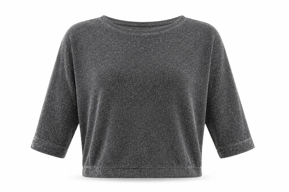 Pussycat London Womens Silver Polyester Basic T-Shirt Size 10 Round Neck