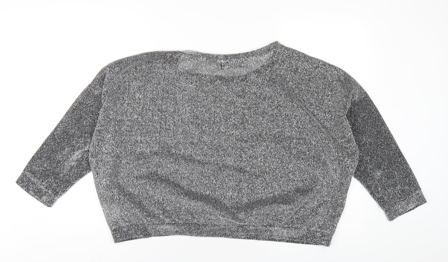 Pussycat London Womens Silver Polyester Basic T-Shirt Size 10 Round Neck