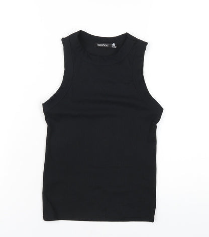 Boohoo Womens Black Polyester Basic Tank Size 12 Round Neck