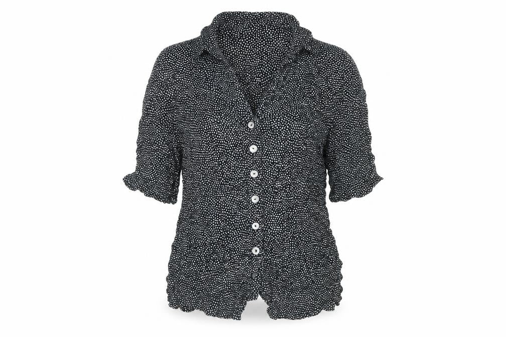 Wallis Womens Black Polka Dot Viscose Basic Button-Up Size 14 Collared