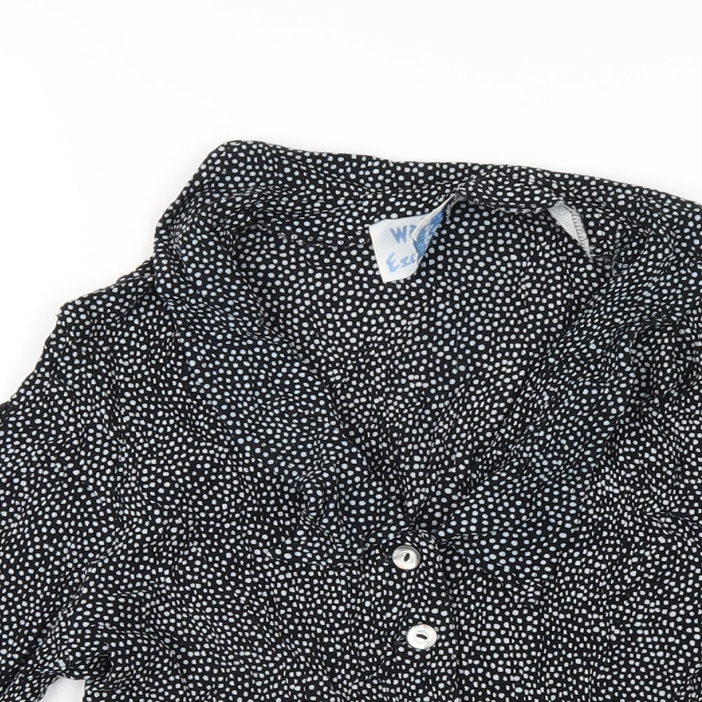 Wallis Womens Black Polka Dot Viscose Basic Button-Up Size 14 Collared