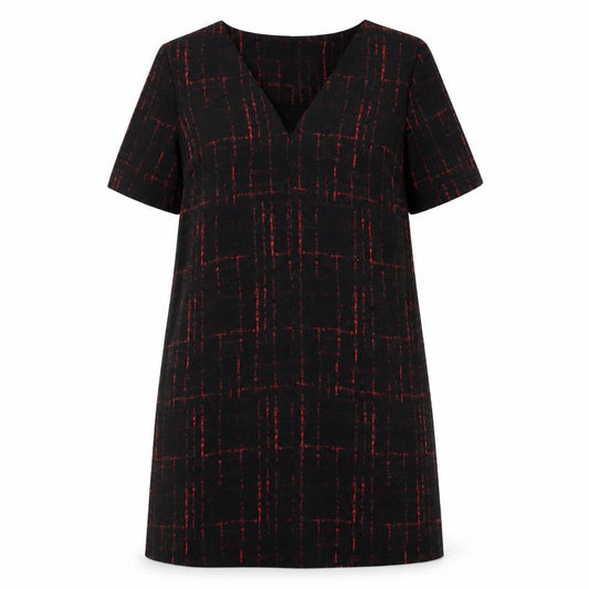 Fenn Wright Manson Womens Black Geometric Polyester A-Line Size 18 Round Neck Zip