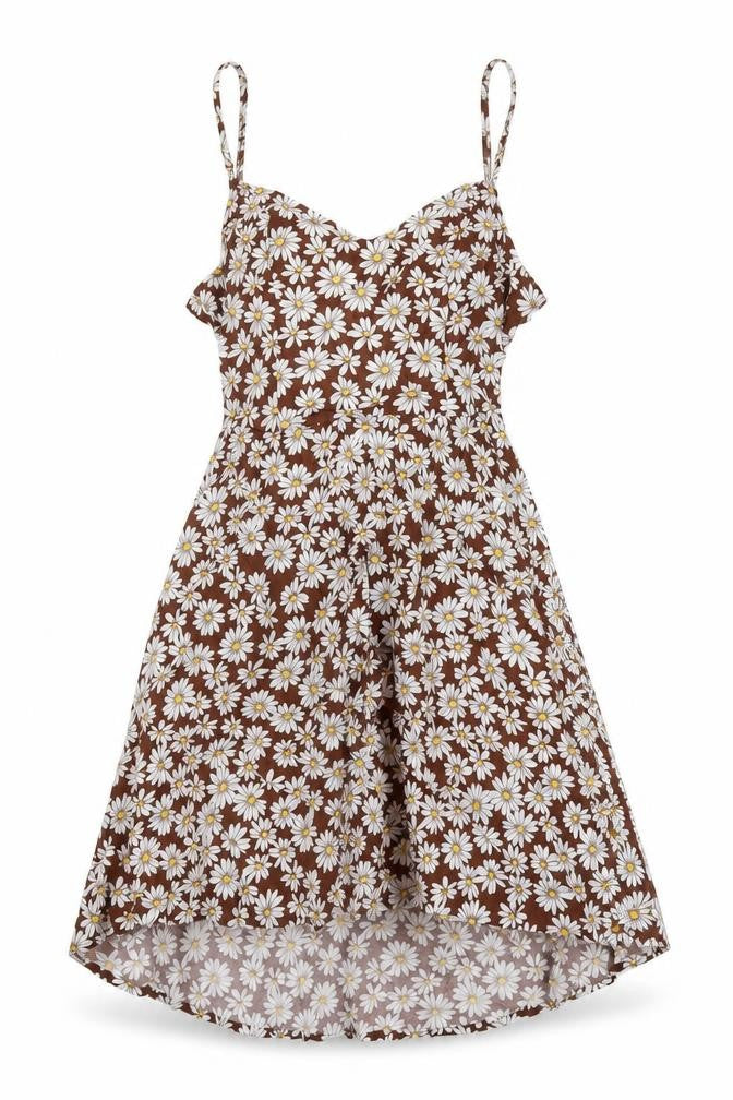 H&M Womens Brown Floral Viscose A-Line Size 10 V-Neck Pullover