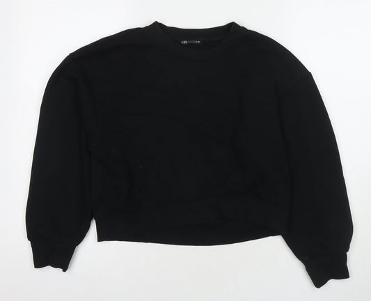 Zara Womens Black Cotton Pullover Sweatshirt Size S Pullover