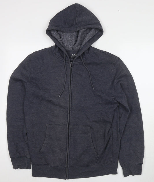 Easy Mens Blue Cotton Full Zip Hoodie Size M