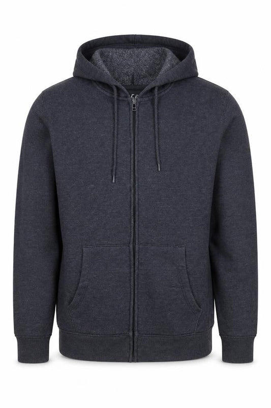 Easy Mens Blue Cotton Full Zip Hoodie Size M