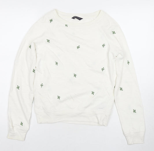 Marks and Spencer Womens White Geometric Cotton Pullover Sweatshirt Size 6 Pullover