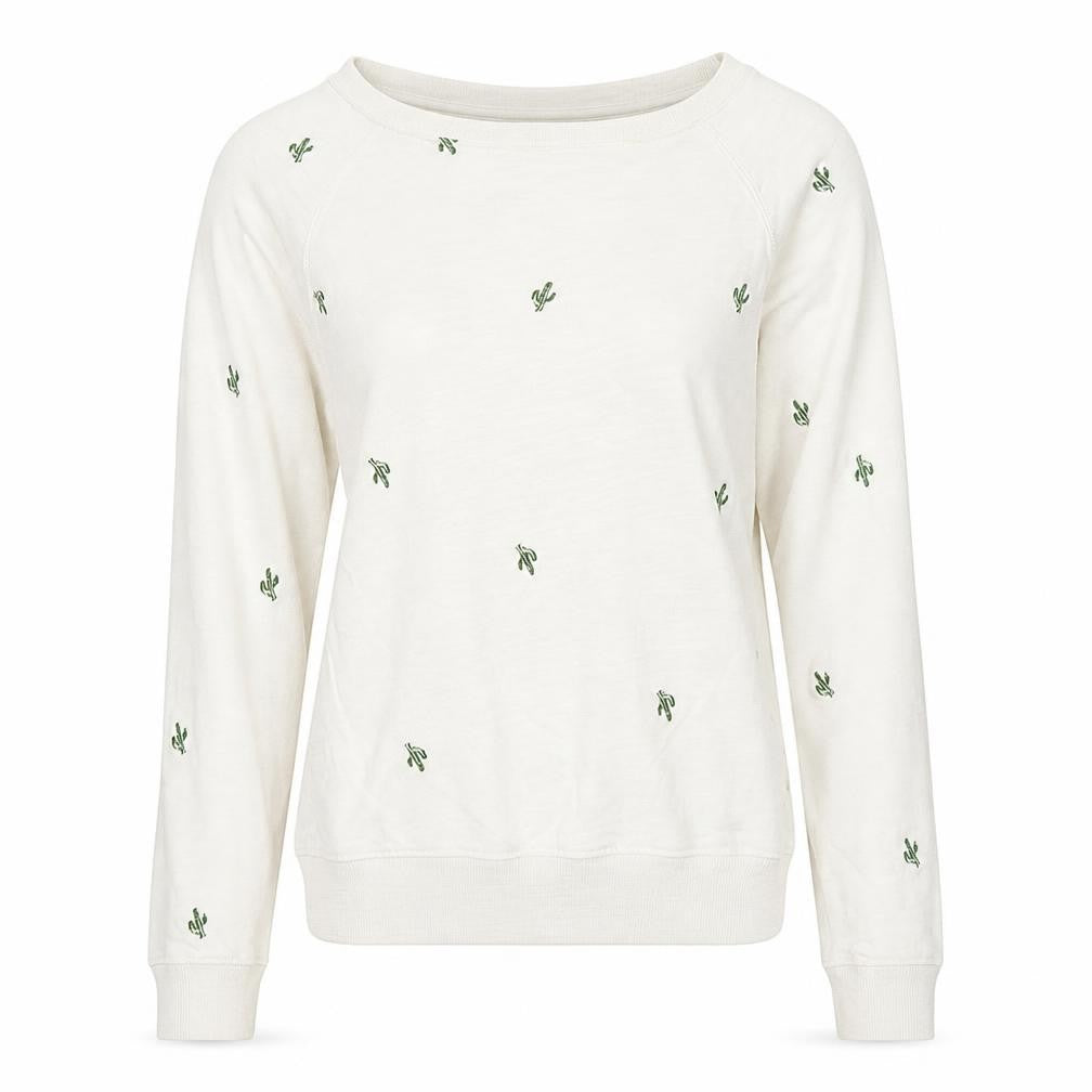 Marks & Spencer Womens White Geometric Cotton Pullover Sweatshirt Size 6 Pullover