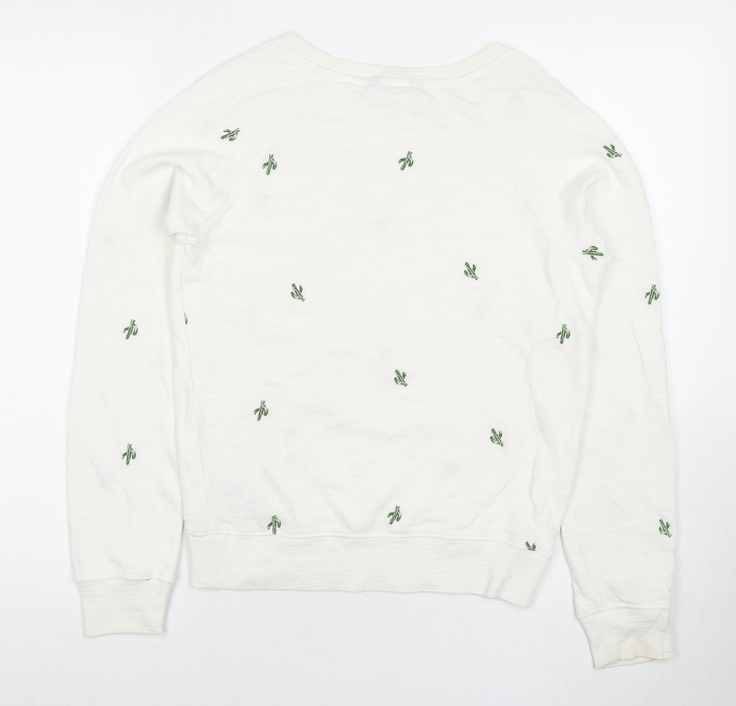 Marks and Spencer Womens White Geometric Cotton Pullover Sweatshirt Size 6 Pullover