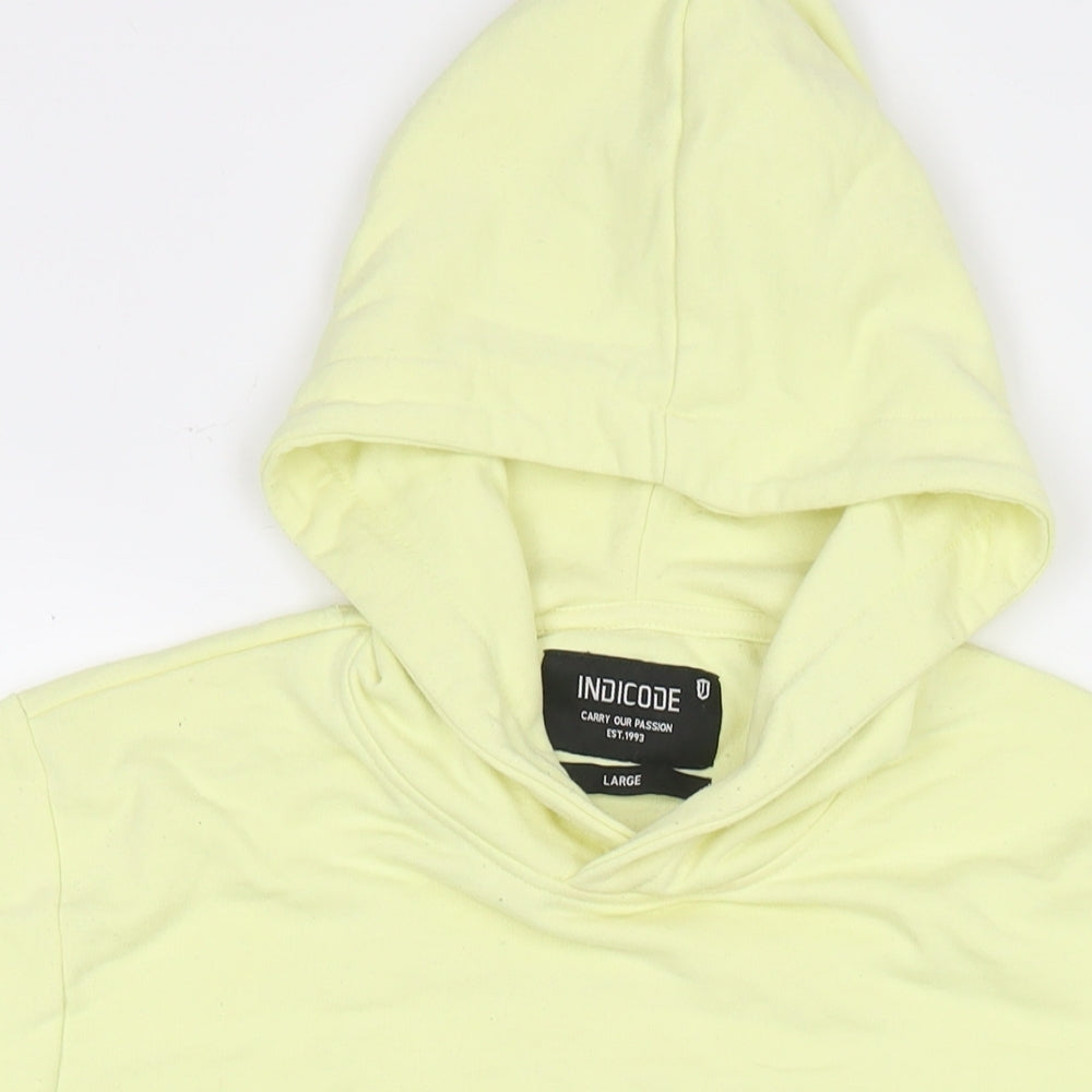 Indicore Mens Yellow Cotton Pullover Sweatshirt Size L