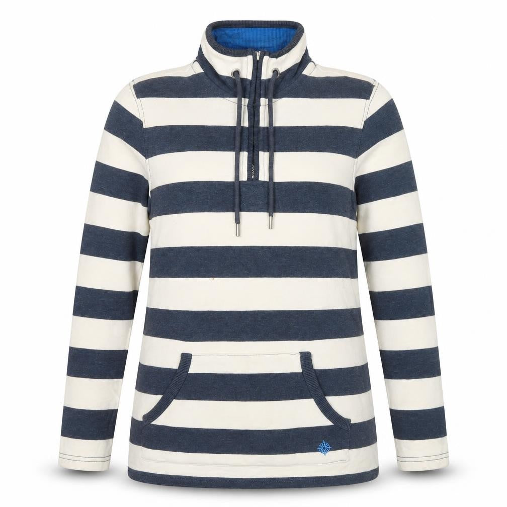Maine Womens Blue Striped Cotton Pullover Sweatshirt Size 12 Pullover