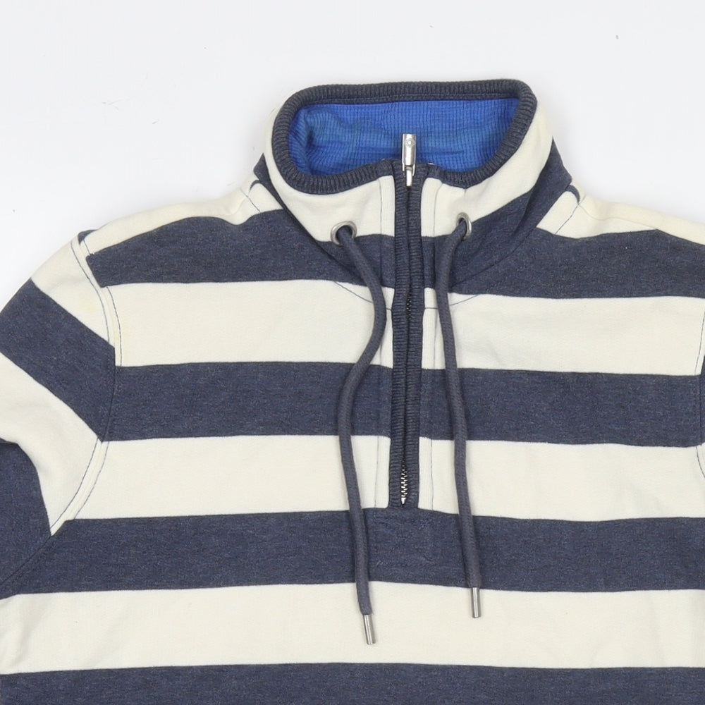 Maine Womens Blue Striped Cotton Pullover Sweatshirt Size 12 Pullover