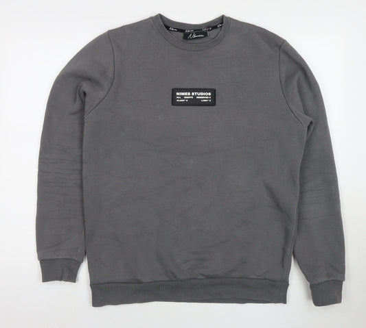 Nimes Mens Grey Cotton Pullover Sweatshirt Size M - Velcro Logo