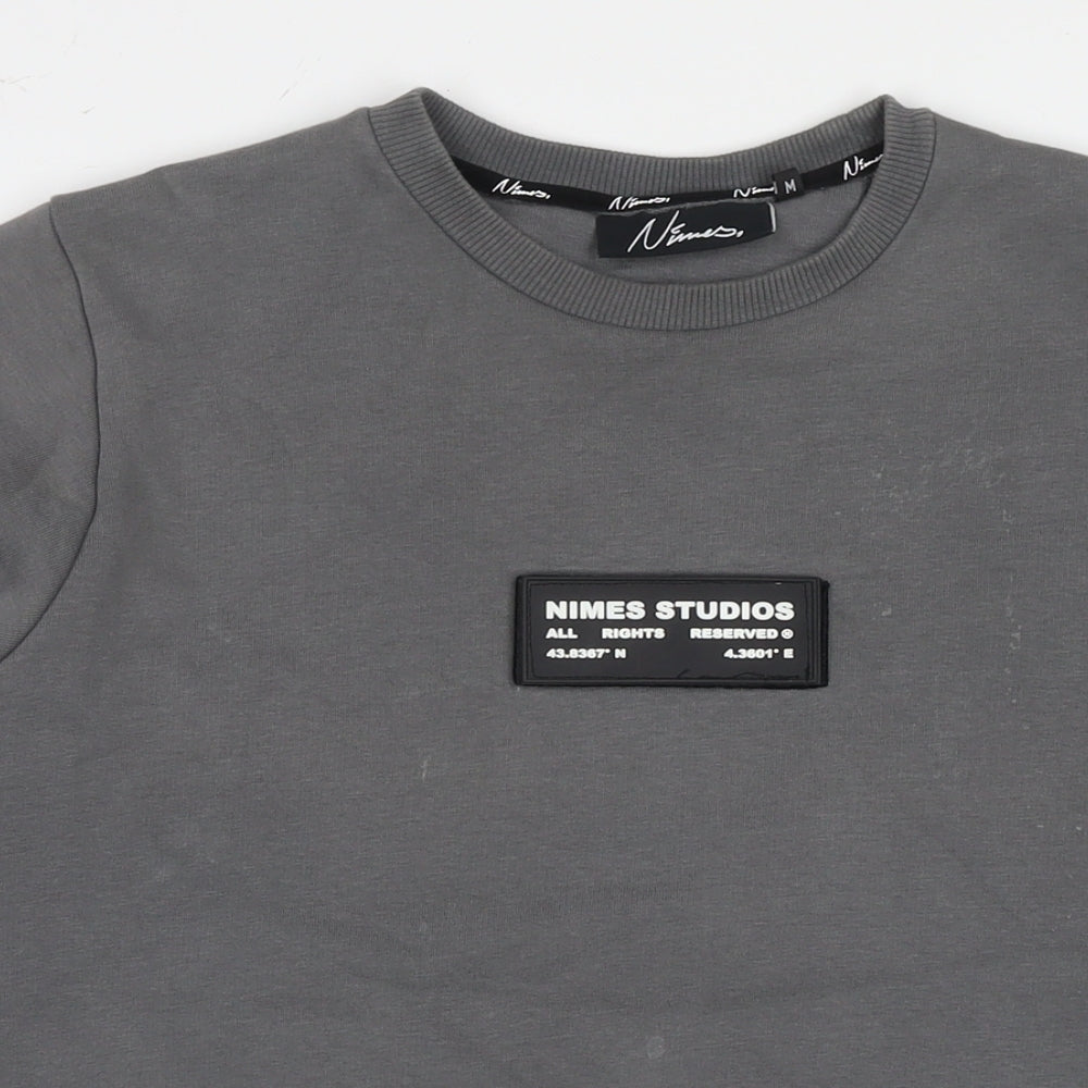 Nimes Mens Grey Cotton Pullover Sweatshirt Size M - Velcro Logo