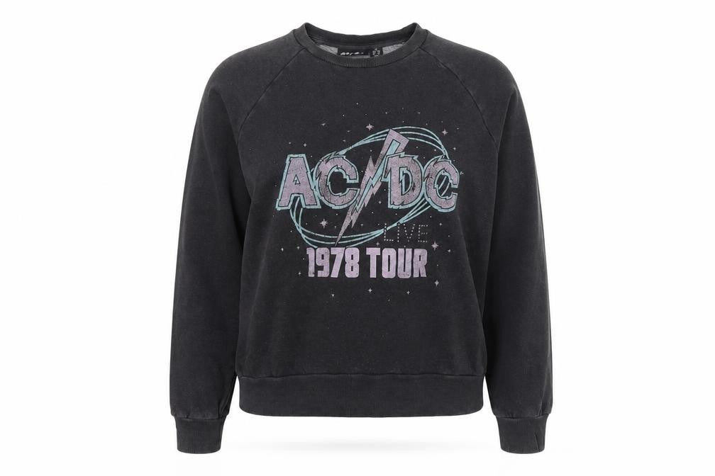 acdc Womens Grey Cotton Pullover Sweatshirt Size 6 Pullover - AC/DC 1978 Tour
