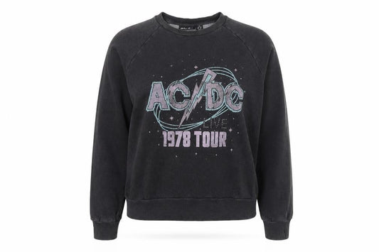 acdc Womens Grey Cotton Pullover Sweatshirt Size 6 Pullover - AC/DC 1978 Tour