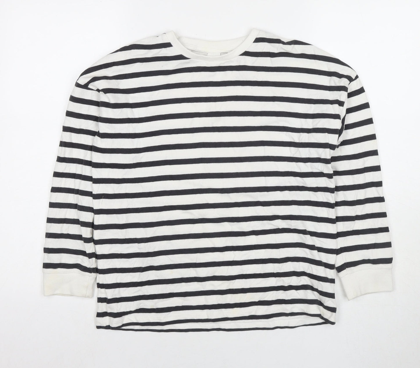 NEXT Girls White Striped Cotton Pullover Sweatshirt Size 11 Years Pullover