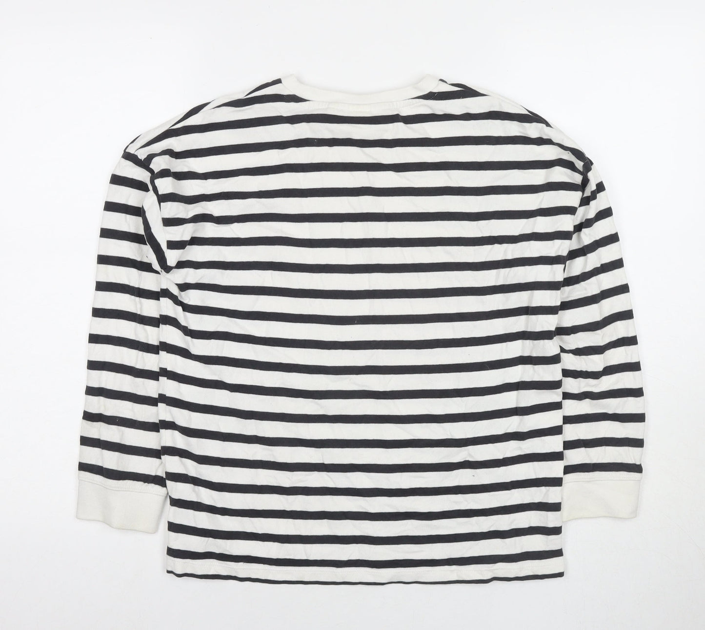 NEXT Girls White Striped Cotton Pullover Sweatshirt Size 11 Years Pullover