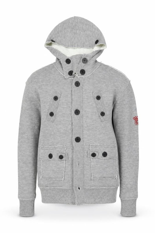 Egan Mens Grey Acrylic Cardigan Hoodie Size XL