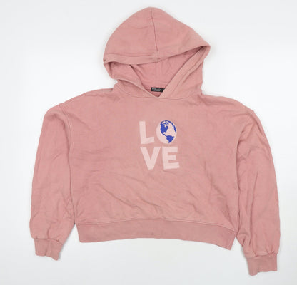 Bershka Womens Pink Cotton Pullover Sweatshirt Size S Pullover - Love