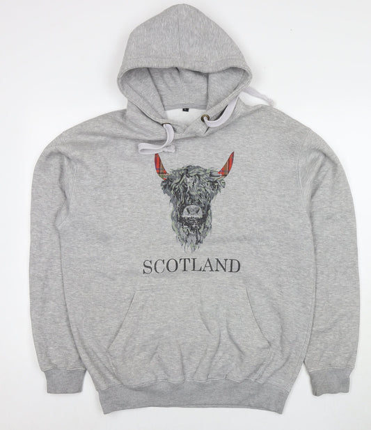 Scotland Womens Grey Polyester Pullover Hoodie Size L Pullover - Logo
