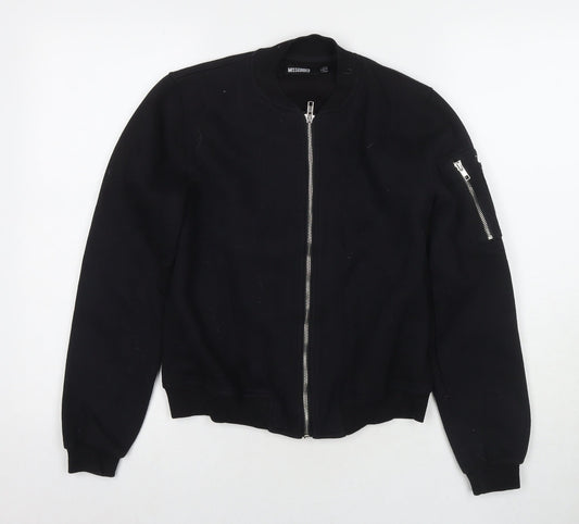 Missguided Womens Black Polyester Full Zip Sweatshirt Size 6 Zip