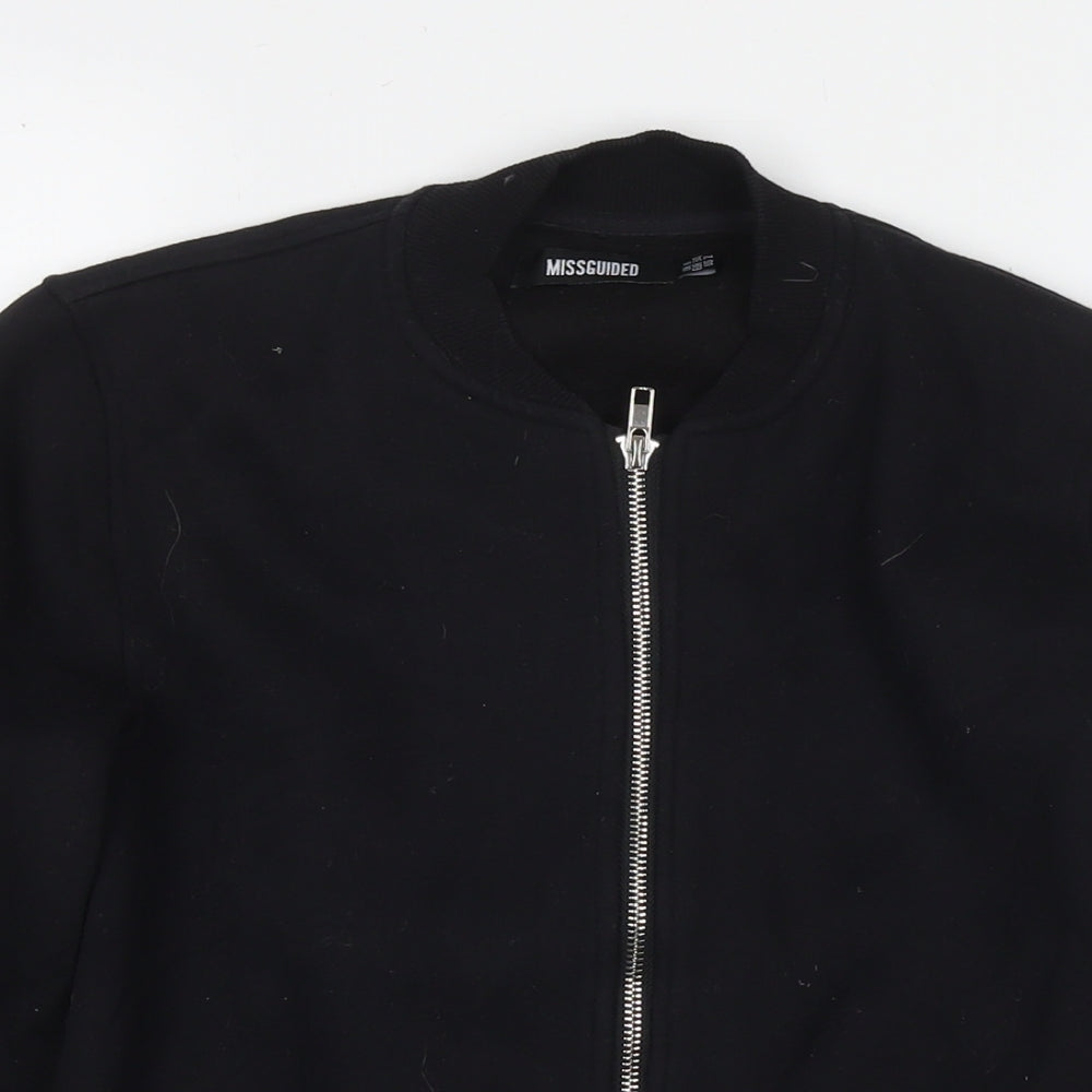 Missguided Womens Black Polyester Full Zip Sweatshirt Size 6 Zip
