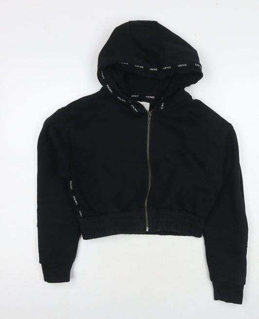 Lounge Womens Black Cotton Full Zip Sweatshirt Size S Zip