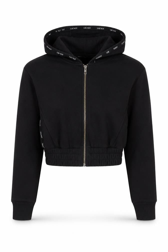 Lounge Womens Black Cotton Full Zip Sweatshirt Size S Zip