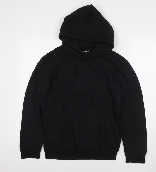PRETTYLITTLETHING Womens Black Cotton Pullover Hoodie Size M Zip