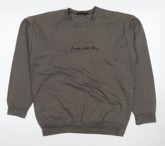 PRETTYLITTLETHING Womens Beige Cotton Pullover Sweatshirt Size S Pullover