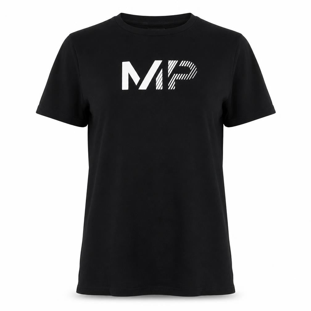Myprotein Womens Black 100% Cotton Basic T-Shirt Size M Round Neck