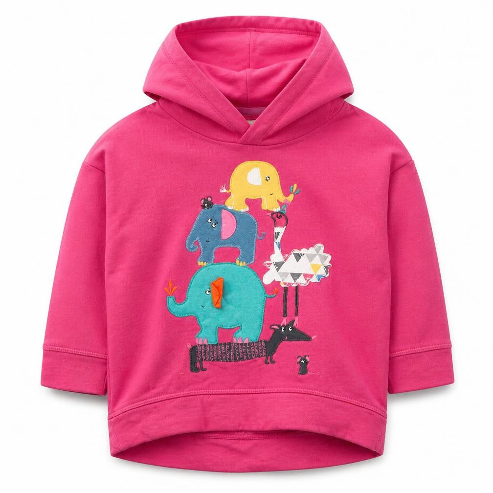 NEXT Girls Pink Cotton Pullover Hoodie Size 3-4 Years Pullover - Animals Elephants