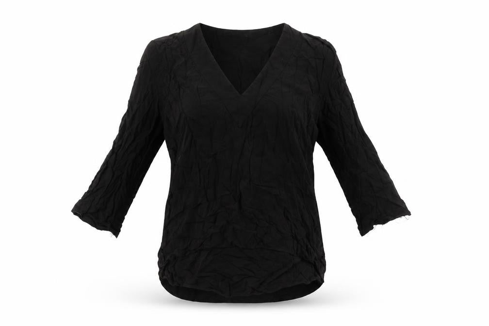 Zara Womens Black Viscose Basic T-Shirt Size S V-Neck