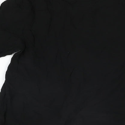 Zara Womens Black Viscose Basic T-Shirt Size S V-Neck