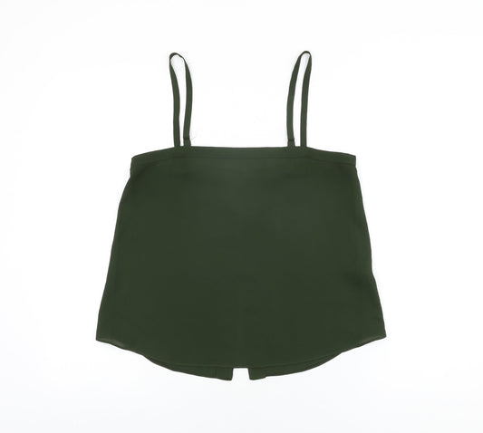 River Island Womens Green Polyester Camisole T-Shirt Size 10 Square Neck