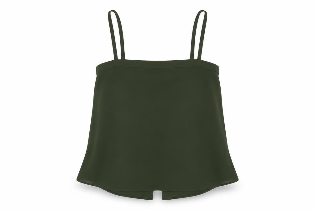 River Island Womens Green Polyester Camisole T-Shirt Size 10 Square Neck
