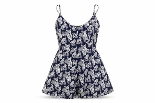 Forever 21 Womens Blue Floral Viscose Playsuit One-Piece Size S L3 in Pullover