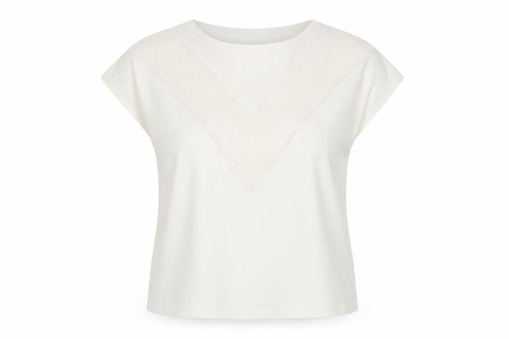 Mango Womens White Polyester Basic Blouse Size M Round Neck