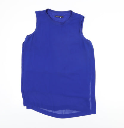 Marks & Spencer Womens Blue Polyester Basic Blouse Size 12 Round Neck